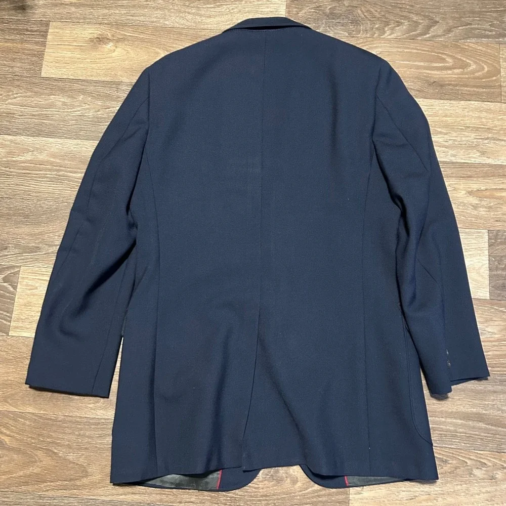 Botany 500 Blazer Mens 42 Navy Blue Parisian Vintage Gold Button Sport Coat USA